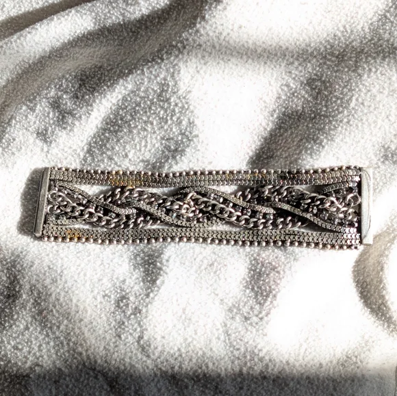 Vintage Y2K Multi-Chain Wide Silver Bracelet - Picture 3 of 6